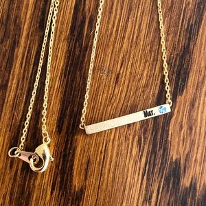March Aquamarine Birthstone Gold Bar Necklace